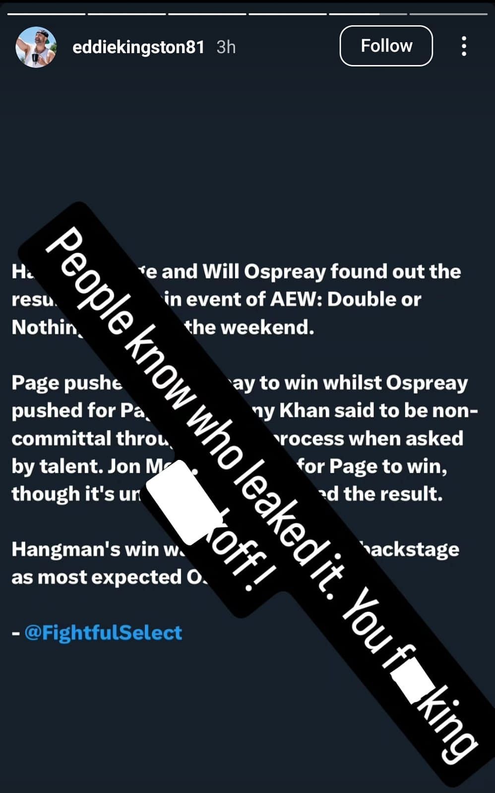 Eddie Kingston's Instagram story